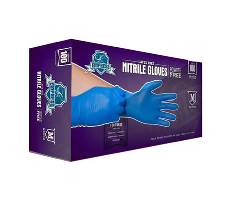 Empress ENPFM2002 Powder-Free Multi-Purpose Nitrile Gloves, Medium (Box of 100) 