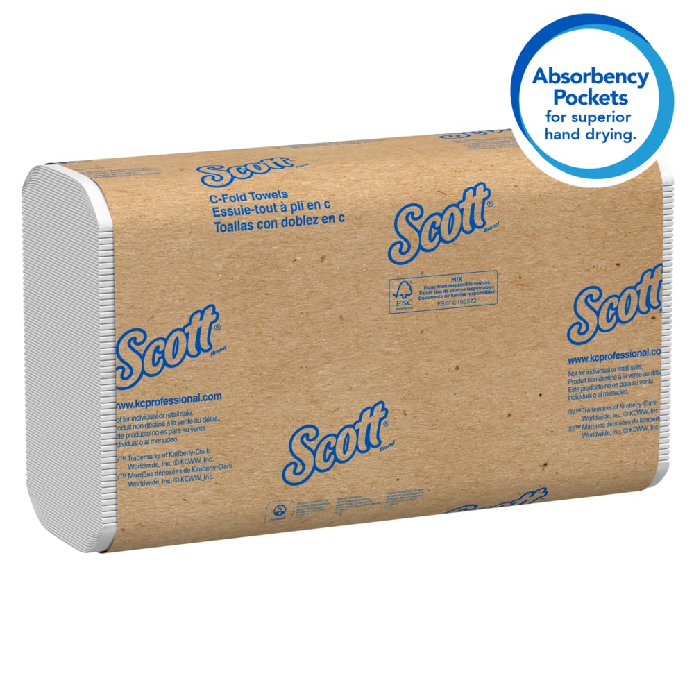 Kimberly-Clark Scott 01510 White C-Fold Towels, Case of 2400 (12/200)