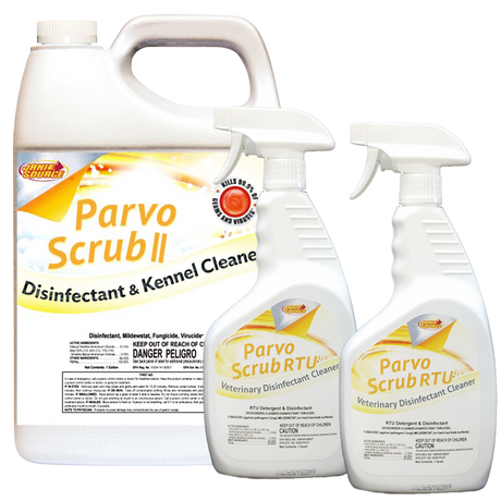 ParvoScrub II 1:256 Super Concentrate Kennel Disinfectant, Cleaner, & Deodorant, Kills Human Coronavirus, 1 Gallon