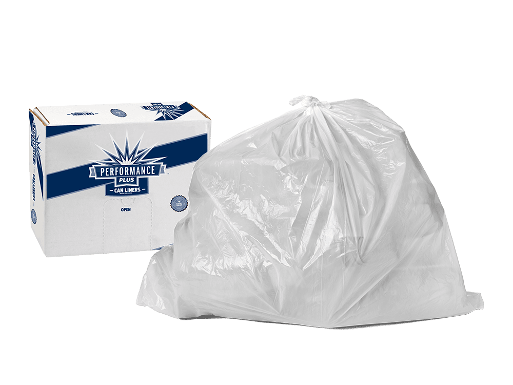 Performance Plus .39 Mil 40-45 Gallon High Density Can Liners, 40"x 46", Clear, Case of 250
