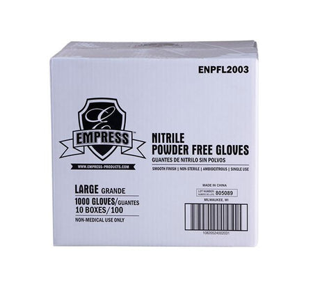  Empress ENPFL2003 Powder-Free Nitrile Gloves, Large - Case of 1000 (10 Boxes of 100) 