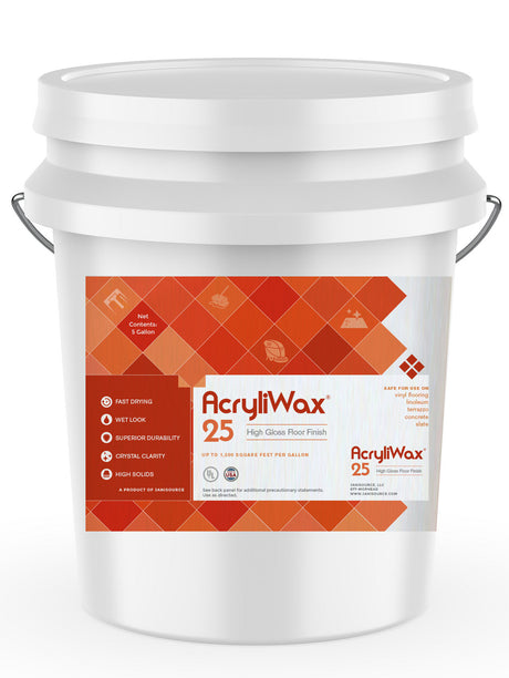JaniSource AcryliWax 25 High-Gloss, High Traffic Commercial Floor Finish, 5 Gallon Pail 