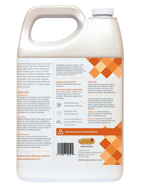 JaniSource Acryliwax Plus Commercial Floor Finish, 1 Gallon 