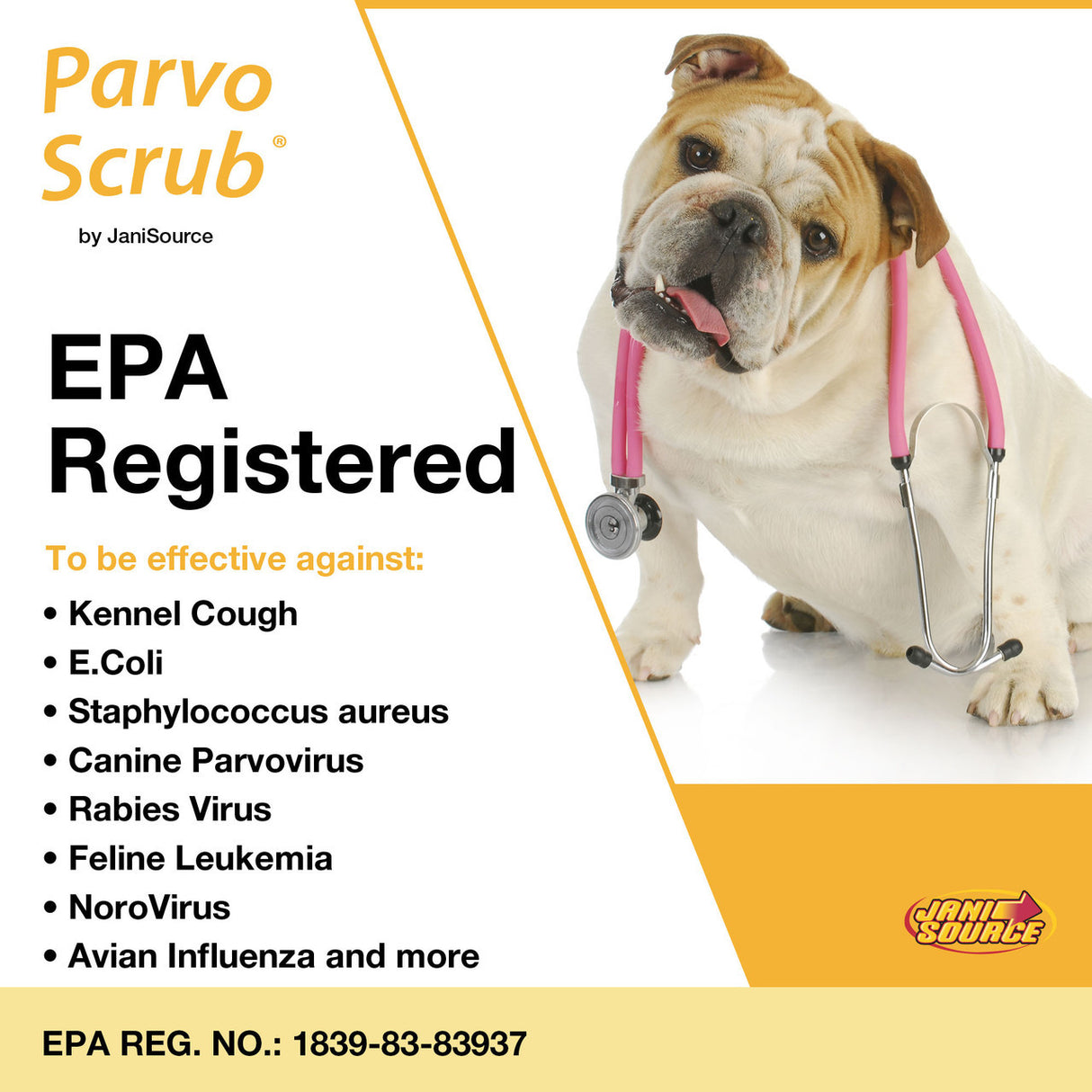 JaniSource ParvoScrub RTU: Veterinary & Kennel Disinfectant, Cleaner, & Deodorizer, Kills Parvo, 1 Quart 