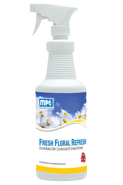 MPC Maintenance Solutions Fresh Floral Refresh Concentrated Odor Counteractant and Smoke Eliminator, 1 Quart - Case of 12 