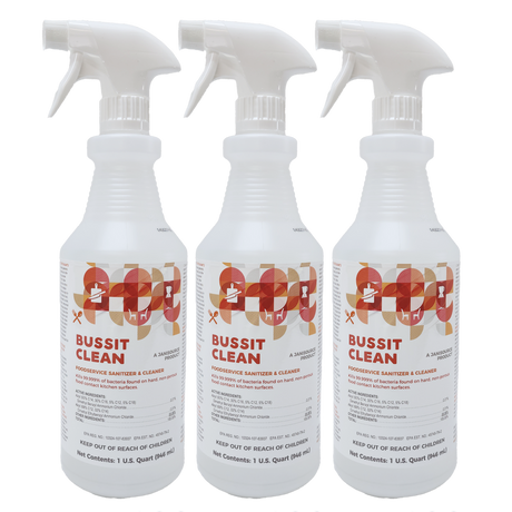 Bussit Clean Food Surface Sanitizer & Cleaner,  Spray & Wipe, Quart