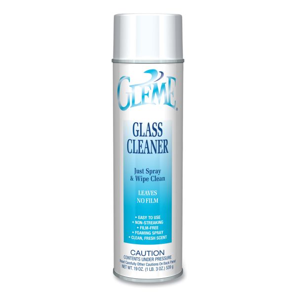 Gleme 050 Streak Free Aerosol Glass Cleaner by Claire, 19oz Aerosol