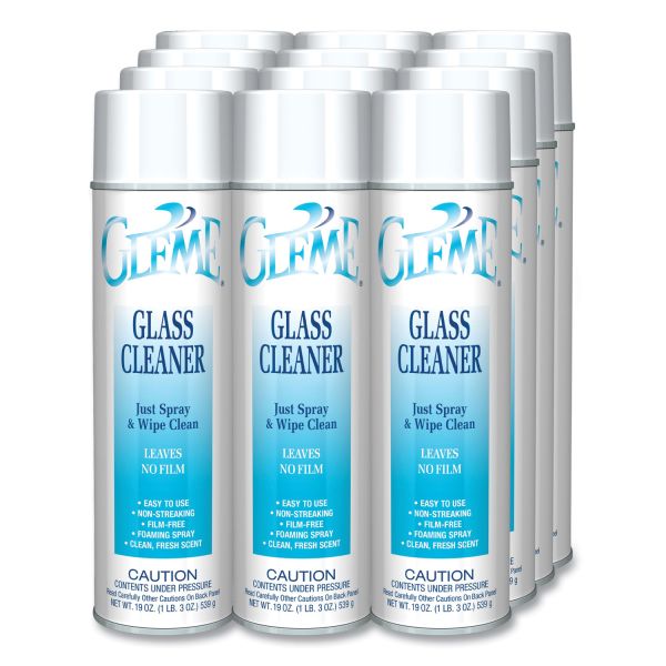 Gleme 050 Streak Free Aerosol Glass Cleaner by Claire, 19oz Aerosol