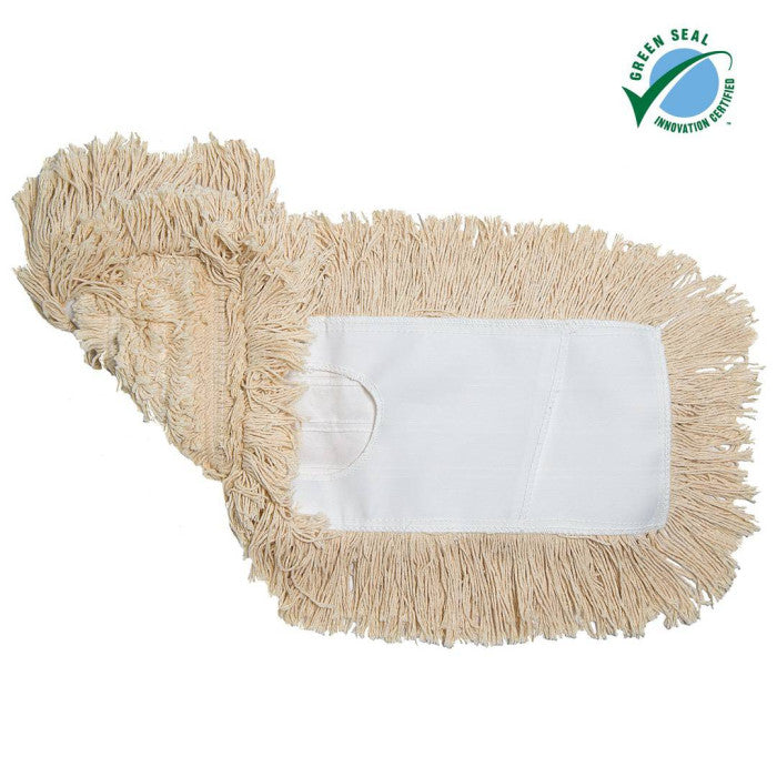 Disposable Dust Mop, White Cut-End yarn; Slot Pocket Backing, 24" x 5", 1 Each