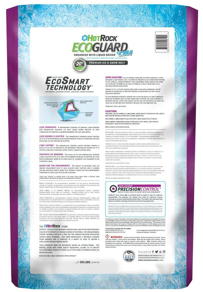 Ice Melt, EcoGuard Hot Rock, 50LB Bag