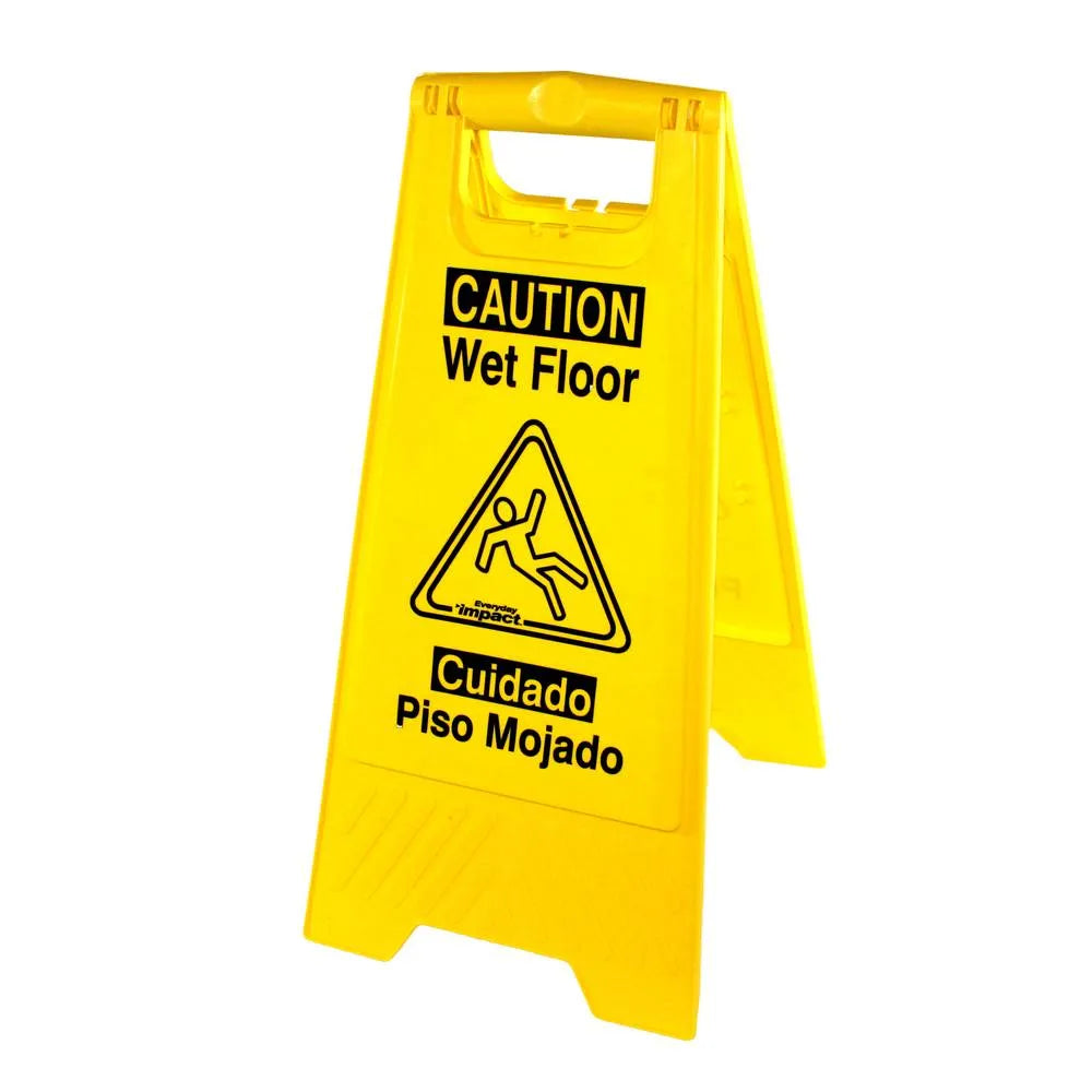 "Caution Wet Floor" Sign, 24" Tall, English/Spanish