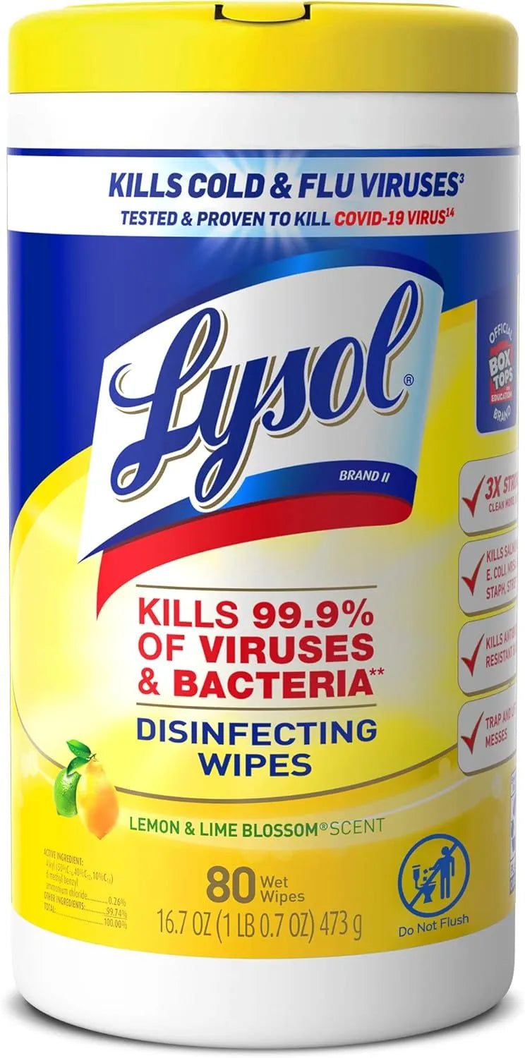 Lysol Disinfecting Wipes, Lemon/Lime, 80 count