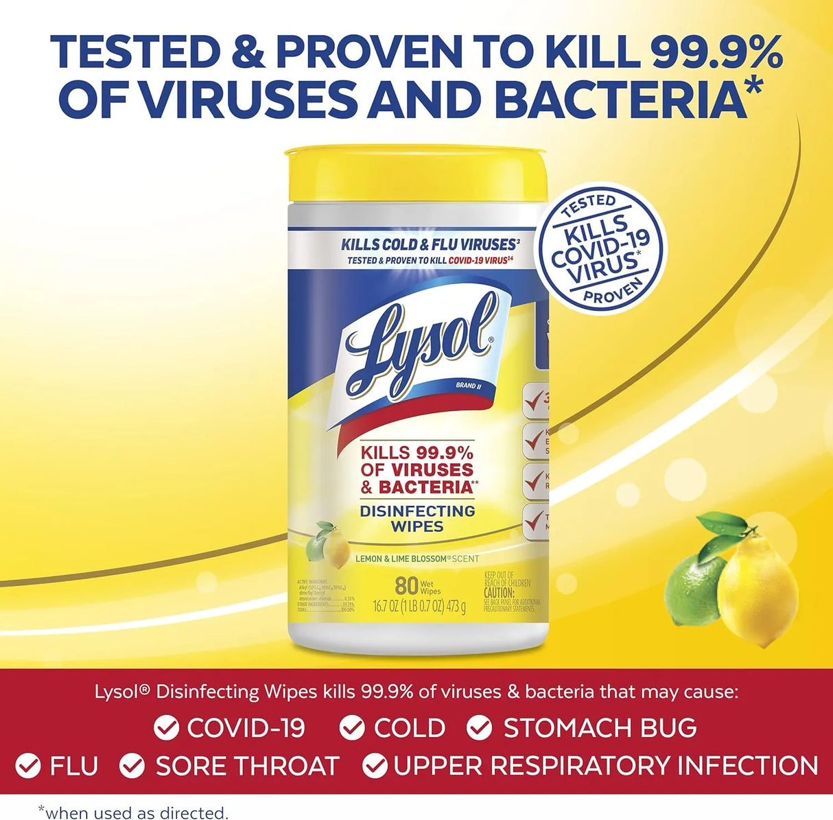 Lysol Disinfecting Wipes, Lemon/Lime, 80 count