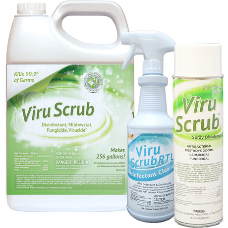 ViruScrub 1:256 Concentrate Disinfectant, Mildewcide, Fungicide & Virucide Cleaner, Kills Coronvirus, 1 Gallon