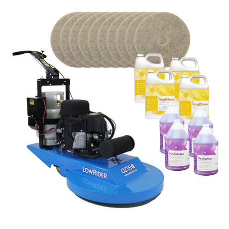 Aztec Products Aztec 27" LowRider High Speed Propane Burnisher (070-27-LR) Package w/ Pads & Chemicals 