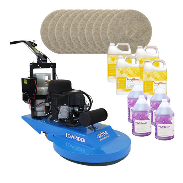 Aztec Products Aztec 27" LowRider High Speed Propane Burnisher (070-27-LR) Package w/ Pads & Chemicals 
