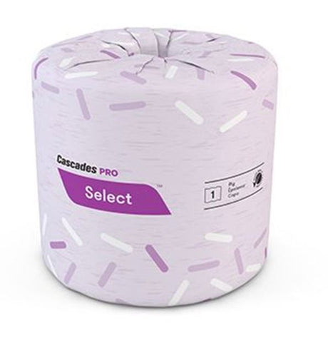 Cascades PRO Cascades B150 PRO Select Standard Bath Tissue, 1-Ply, White, 1210/Roll (80 Rolls) 