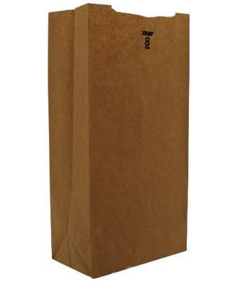  Duro 18408 8 lb Grocery Bags, Brown Kraft Paper - Case of 500 