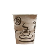  Empress Paper Hot Cups w/ "Coffee" Design, 8 oz, Case of 1000 