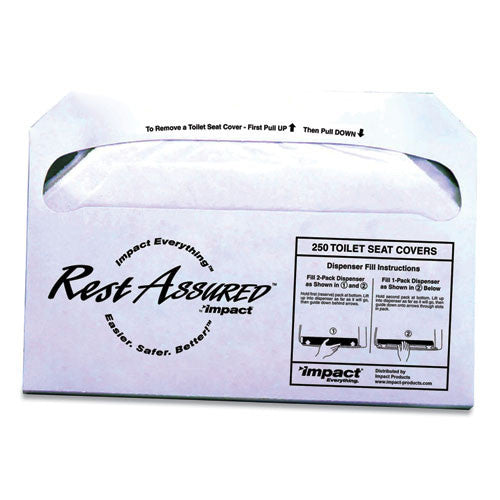 Impact Products Rest Assured Seat Covers, 14.25" x 16.85", White, 250/Pack, 20 Packs/Carton 