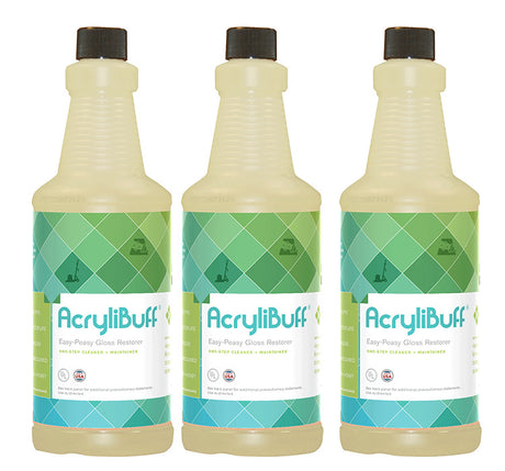 JaniSource AcryliBuff Spray On Spray Buff Floor Gloss Restorer, 1 Quart (3-Pack) 