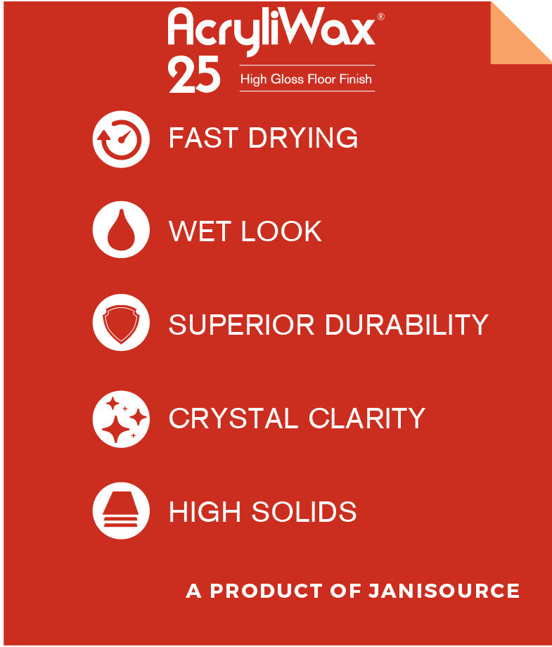 JaniSource AcryliWax 25 High-Gloss Commercial Floor Finish, 1 Gallon 