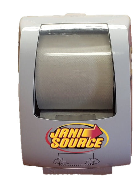 JaniSource Ad Line Mechanical Towel Dispenser, 12.05" x 10.18" x 15.99", White (Each) 