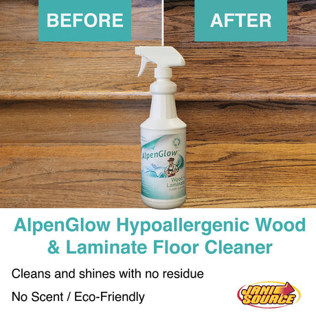 JaniSource AlpenGlow Hypoallergenic Wood & Laminate Floor Cleaner, 1 Quart 