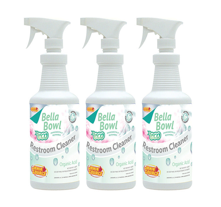 JaniSource BellaBowl ECO Organic Acid Toilet Bowl & Restroom Cleaner, 1 Quart (3-Pack) 