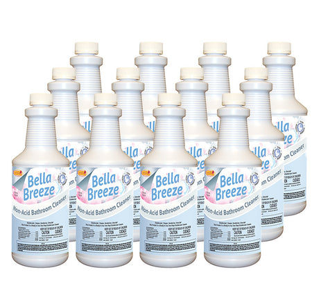 JaniSource BellaBreeze Non-Acid Restroom Cleaner, 1 Quart (Case of 12) 