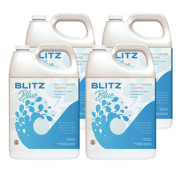 JaniSource BlitzBlue - All Purpose Cleaner Degreaser 1:128 - Case of 4 Gallons 