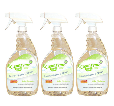 JaniSource CleanZyme ECO RTU Odor Eliminator & Carpet Spotter, Cherry, 1 Quart (3-Pack) 