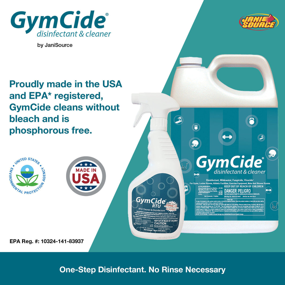 JaniSource GymCide Concentrate Sports Disinfectant & Cleaner, Gallon (Each) 