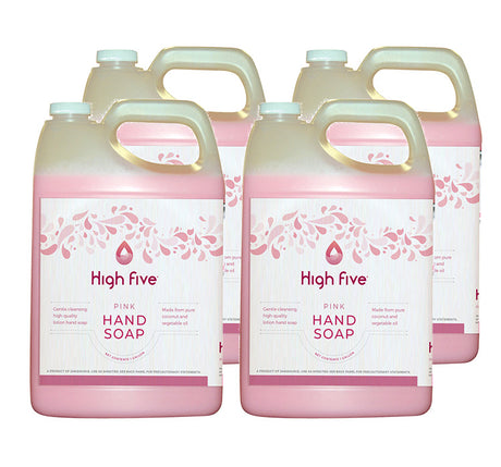 JaniSource HighFive Pink Lotion Hand Soap, Case of 4 Gallons 