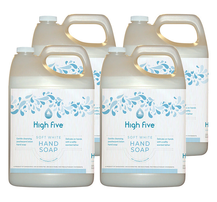 JaniSource HighFive Soft White Premium Lotion Hand Soap - Case of 4 Gallons 