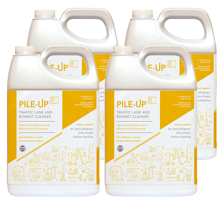JaniSource PileUp TLC: Traffic Lane & Bonnet Cleaner 8oz/Gal SUPER Concentrate  Case of 4 Gallons 