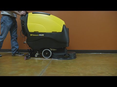 Tornado Floorkeeper 24" Traction Drive Auto Floor Scrubber, Wet Acid Batteries with Hydralert Battery Protection + Charger, (99124DCL)
