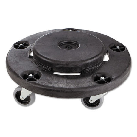 Rubbermaid  Commercial Rubbermaid Commercial Brute Round Twist On/off Dolly, 250 Lb Capacity, 18" Dia X 6.63"h, Fits 20-55 Gallon Brute Containers, Black, Rcp264000bk 